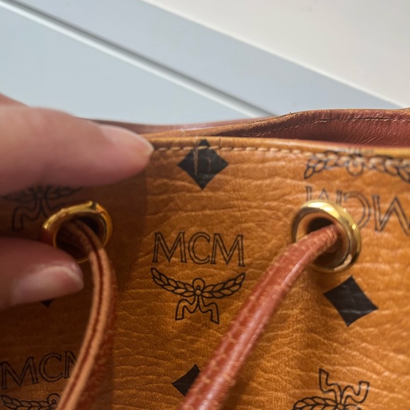 MCM VINTAGE COGNAC VISETOS DRAWSTRING HANDBAG - Picture 10 of 16